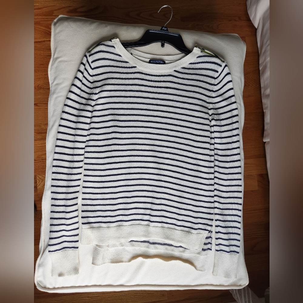 American Eagle Black and White Striped Sweater, Size XS